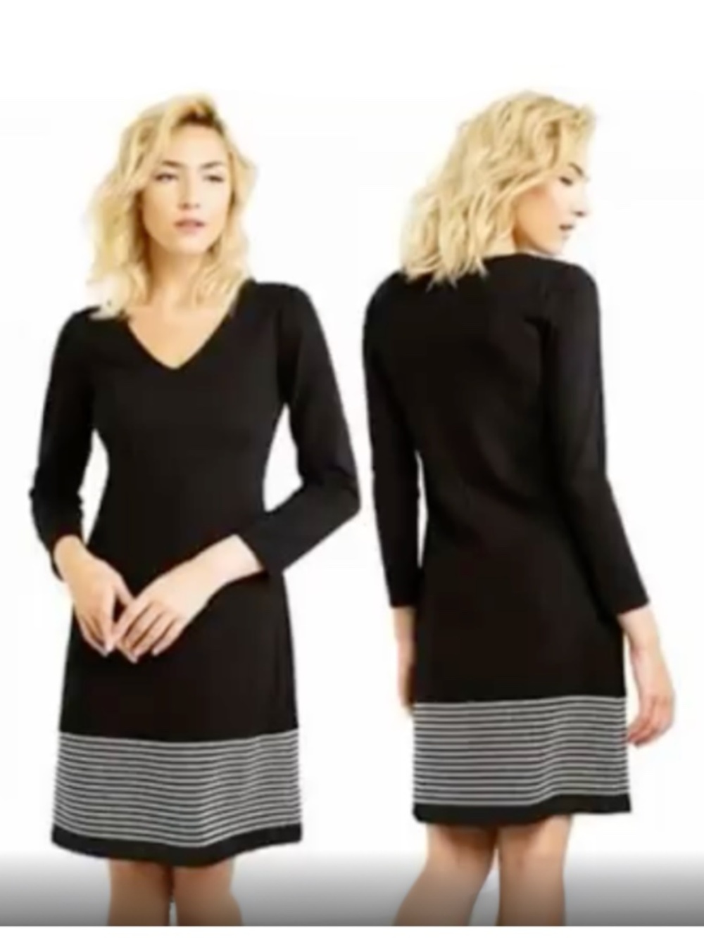 WHBM Black & White Striped Hem Dress